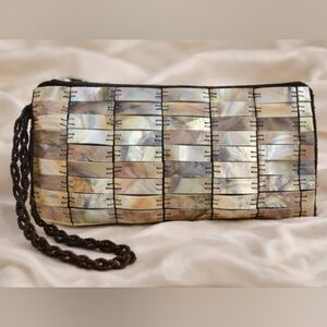 Vintage MAD by Design Iridescent Horn Beaded Clutch | Handmade Spun Silk